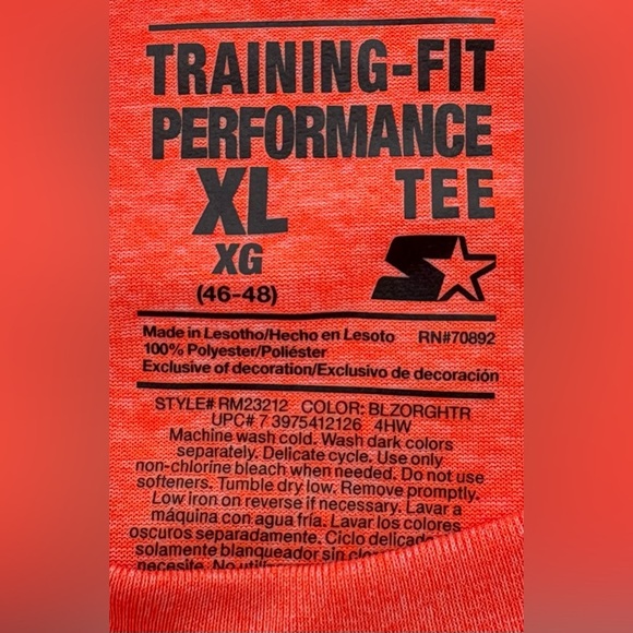 Starter Sleeveless Workout Shirt Fluorescent Orange Size XL EUC - Picture 2 of 2